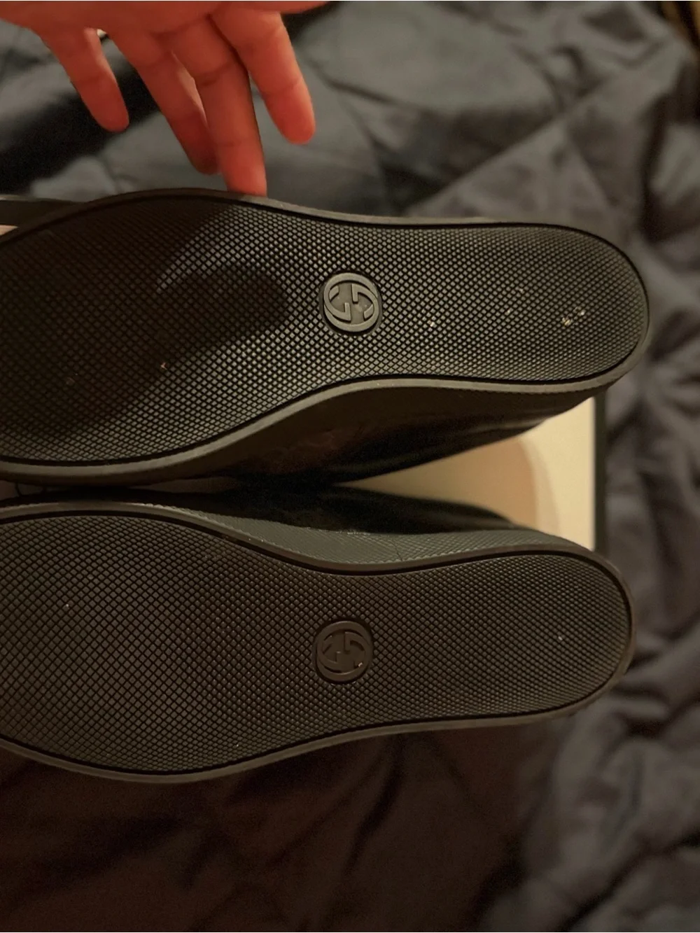 Gucci Men’s Black GG Monogram Slip-On Loafers